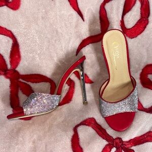 Jessica Simpson Red and Silver Heels